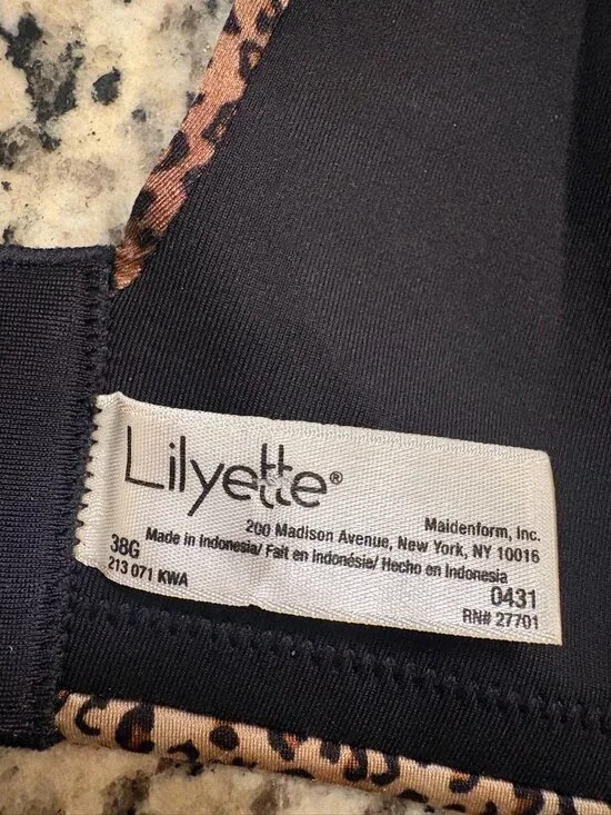 Lilyette 38G Lace Bra Black Leopard Print Full Coverage Underwire - Picture 4 of 5